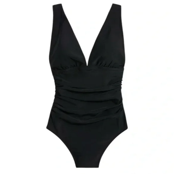 J. Crew Factory Swimsuit Women’s XL One-Piece V-Neck Ruched Classic Preppy - Picture 11 of 11